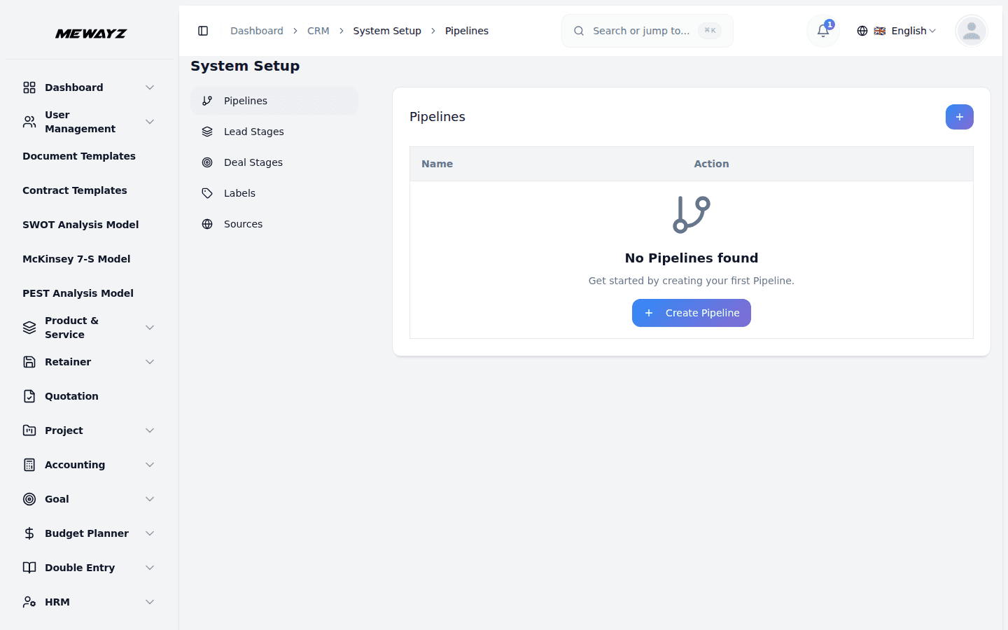 Mewayz CRM pipeline — from funnel leads to customer invoices