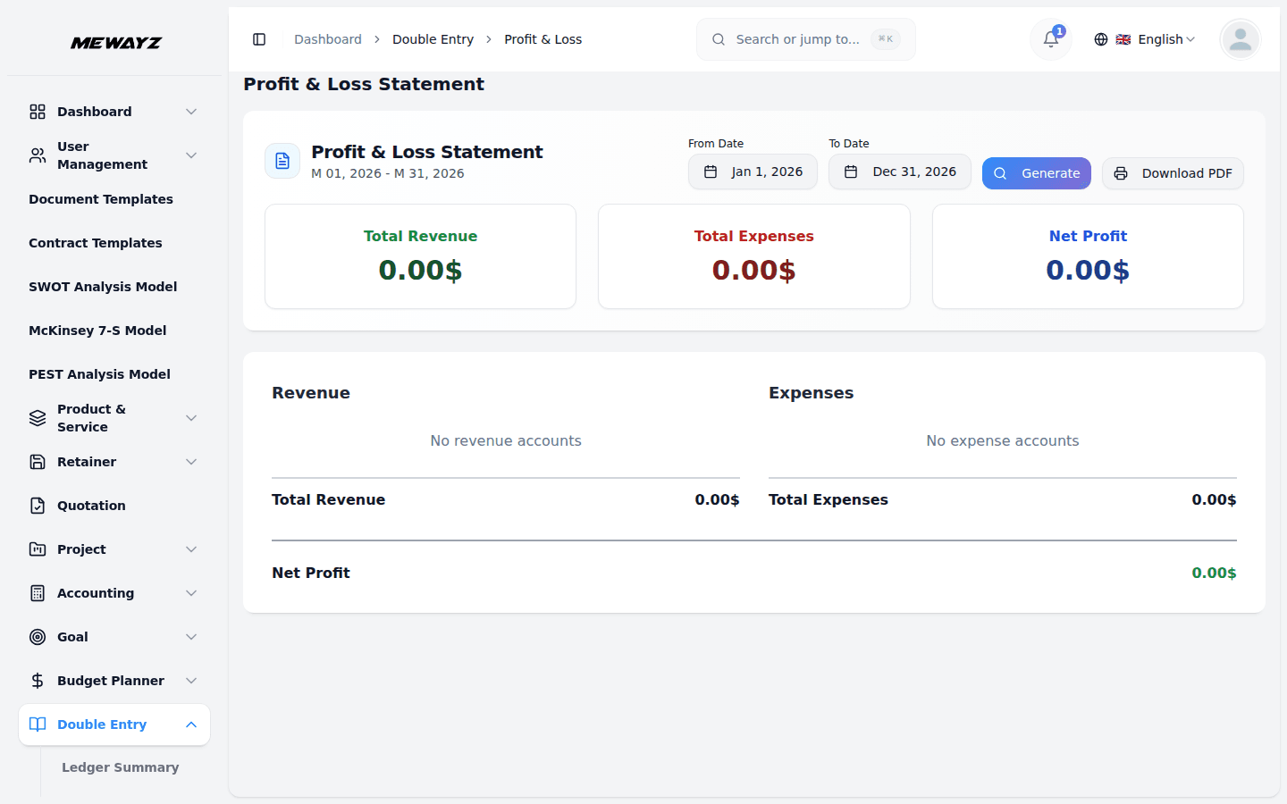Mewayz accounting — P&L, invoices, and financial reports