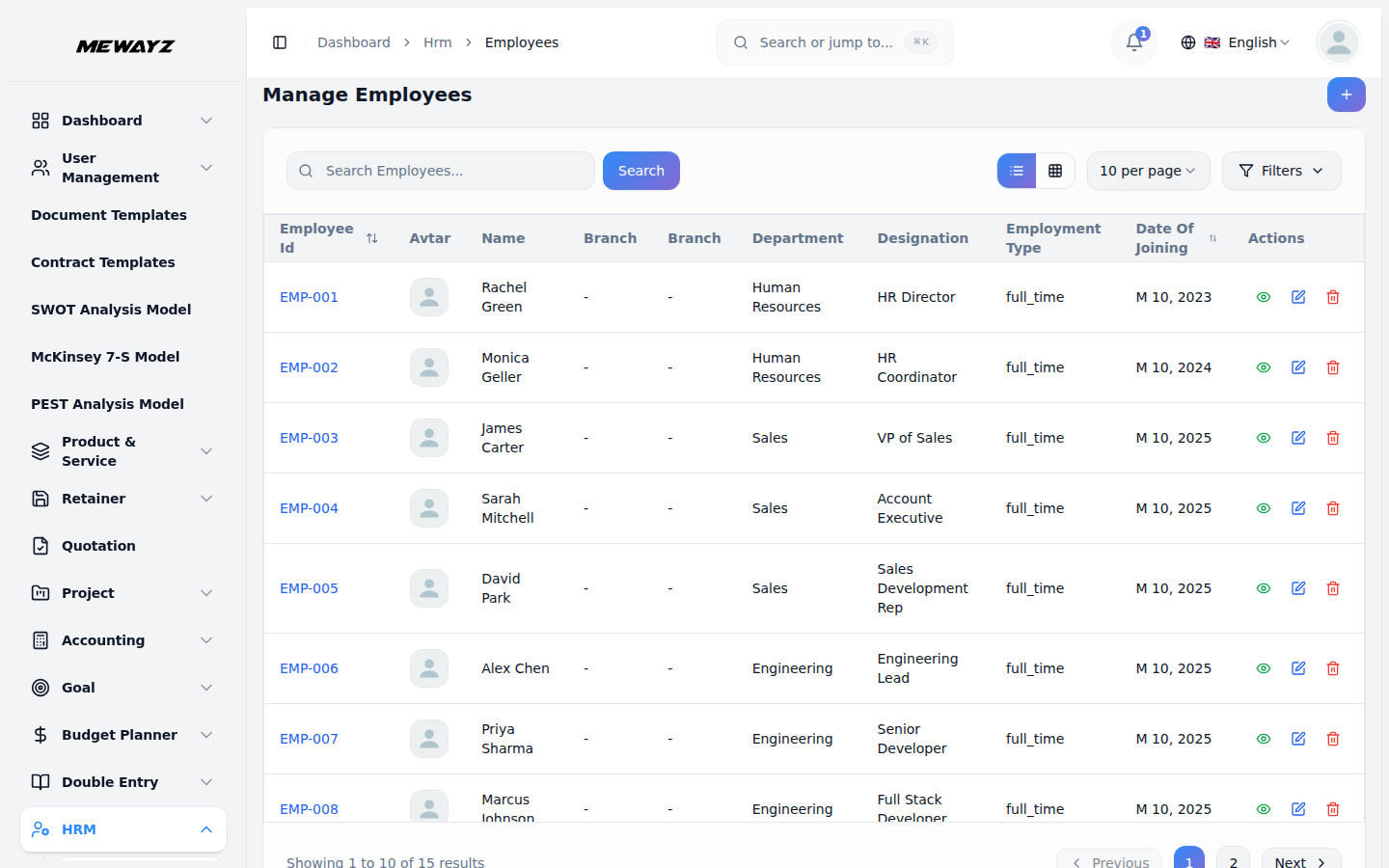 HR and team management in Mewayz