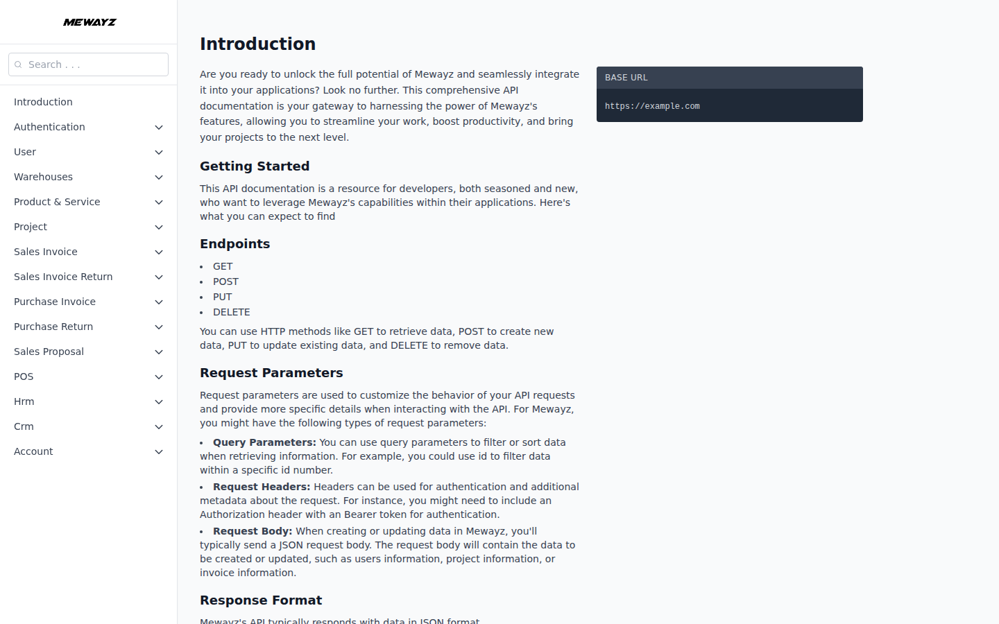 API Documentation - Mewayz