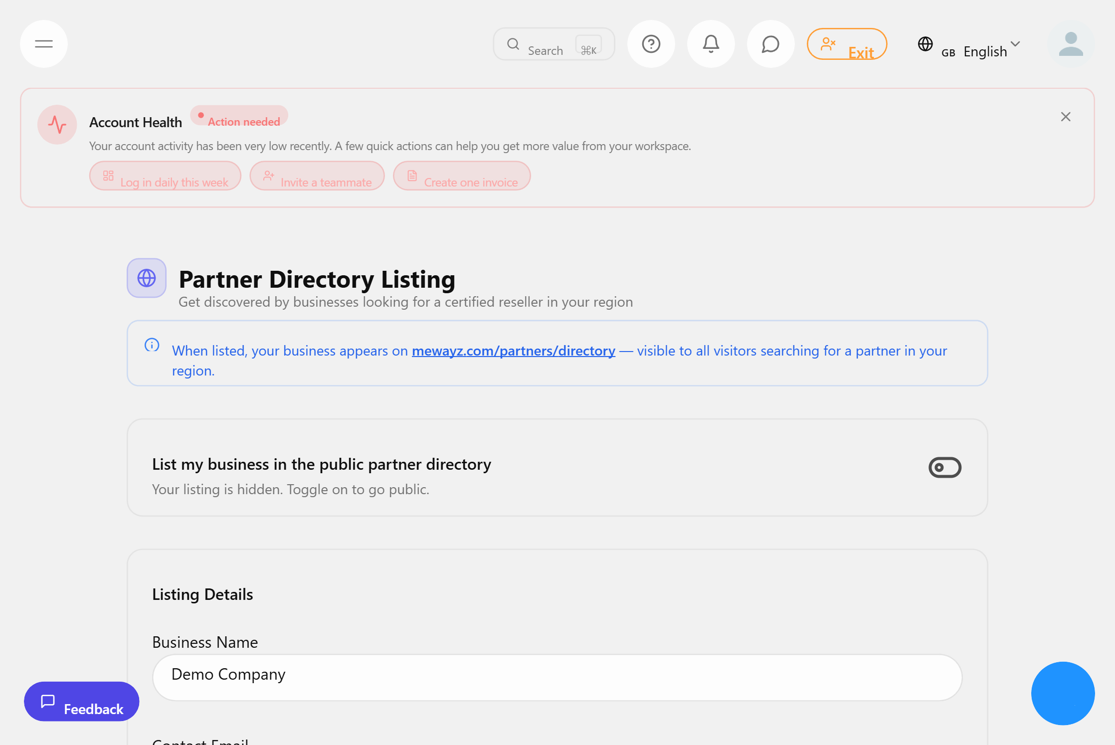 ไดเรกทอรีพาร์ทเนอร์สำหรับเครือข่ายผู้ขายต่อ